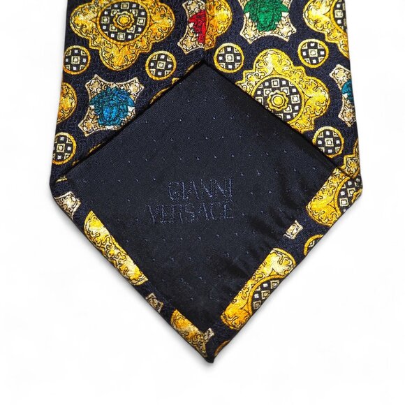Gianni Versace Designer Vintage 90s Medusa Bold Baroque Print Silk Tie RARE - Picture 6 of 7